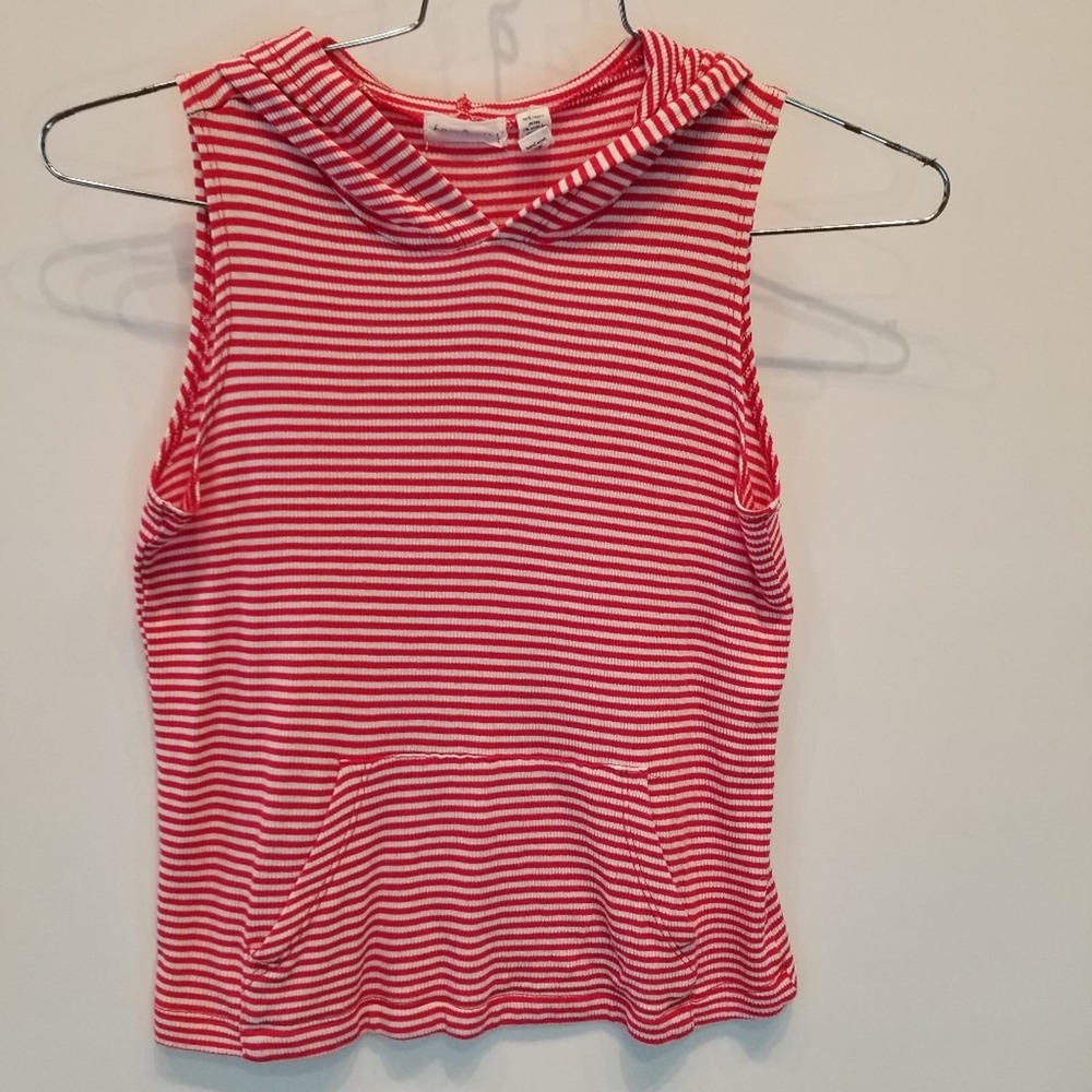 Full Tilt‎ Girl's Sleeveless Hooded Red White Top L